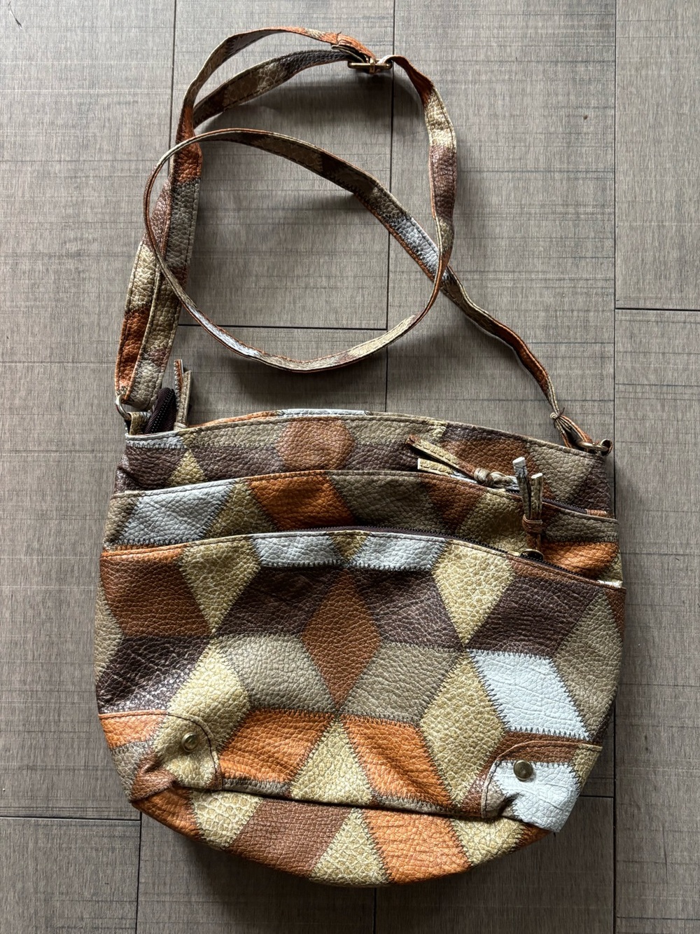 4 for $25- Boho Multi-Color Patchwork Leather- 4 Compartment Crossbody Bag
